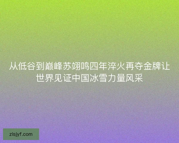 从低谷到巅峰苏翊鸣四年淬火再夺金牌让世界见证中国冰雪力量风采